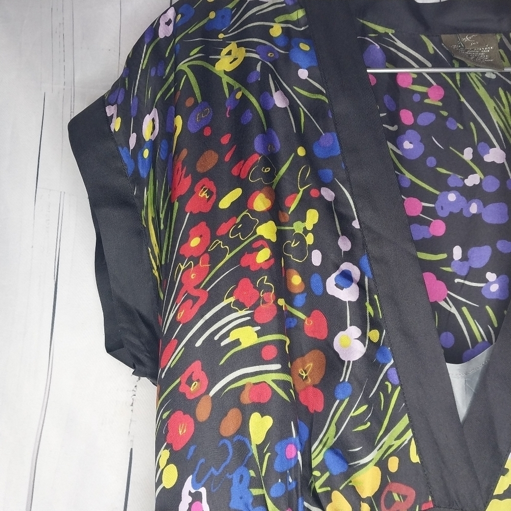Anthropologie Fei Efflorescent Silk Floral BohoChic Folkloric V-Neck Dress - Picture 4 of 14